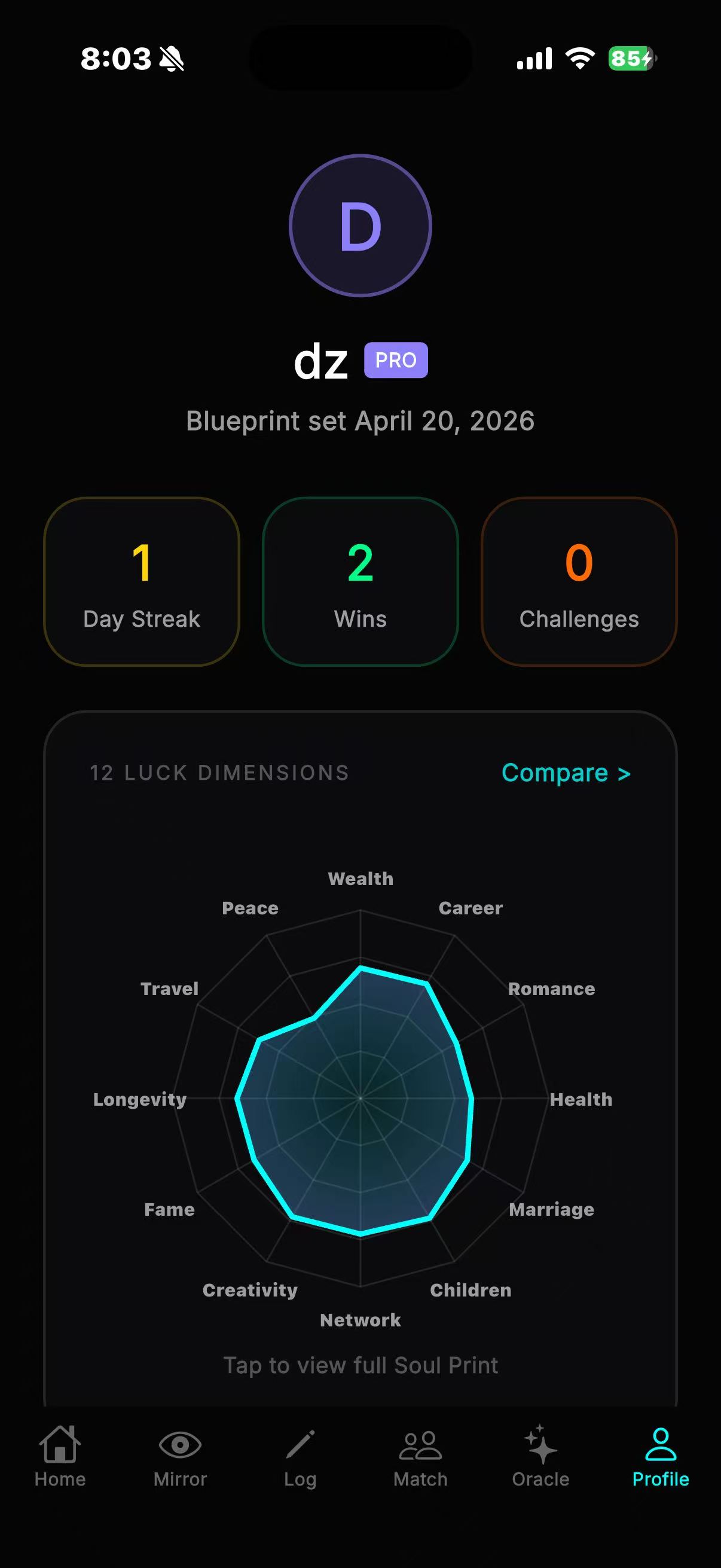Profile — 12 Luck Dimensions