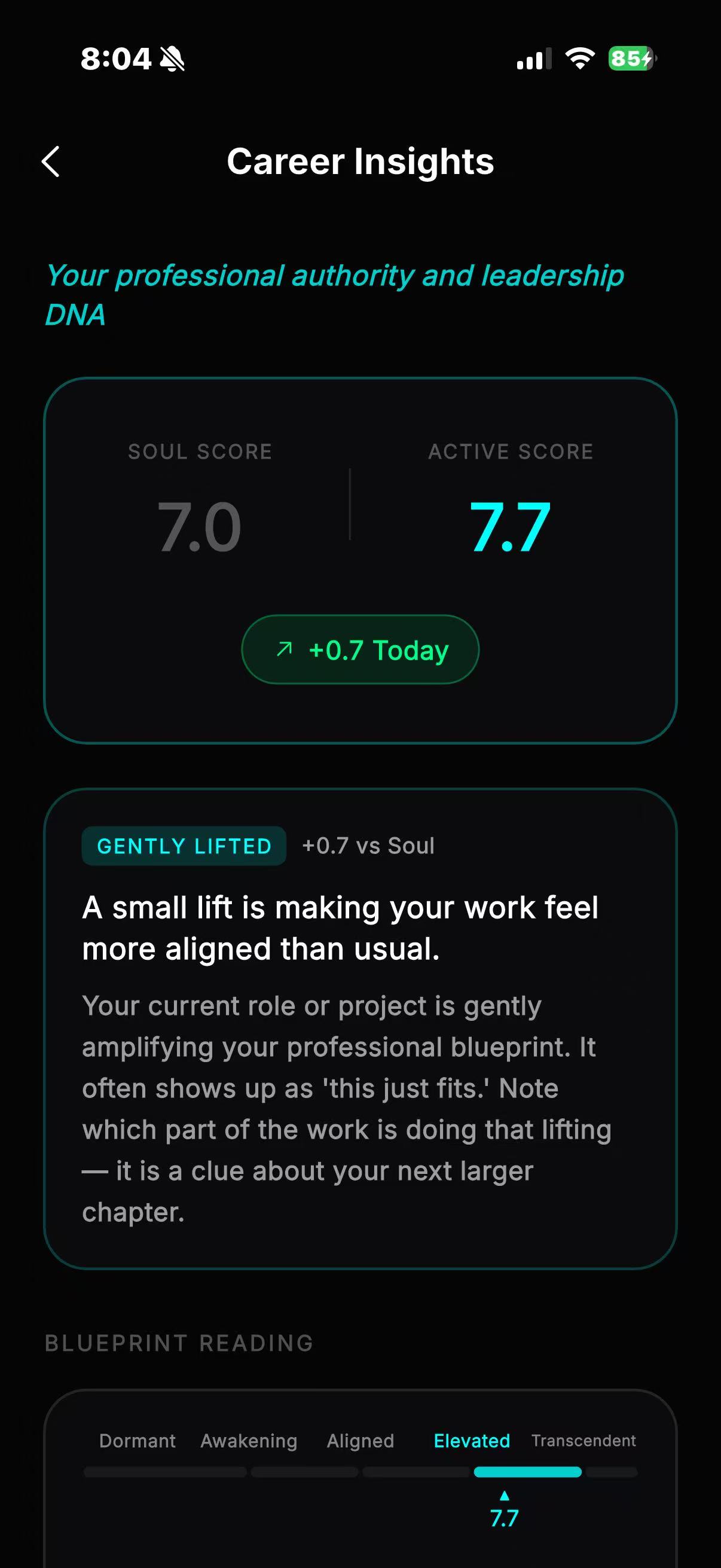 Career Insights — Soul Score vs Active Score